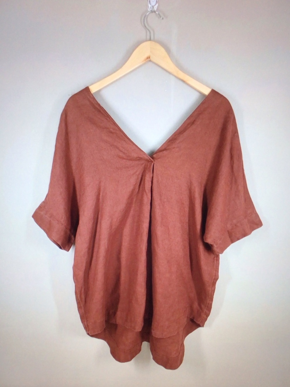 Marks & Spencer Rust V-Neck Linen Blend Tunic Top